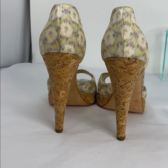 Oscar de la Renta Sz 39 Peep Toe Cork Heel D'orsay - Picture 5 of 12